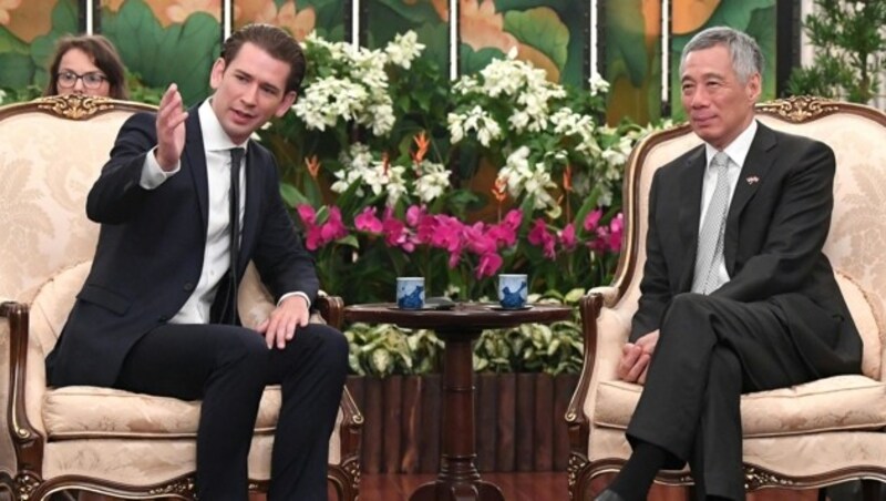 Bundeskanzler Sebastian Kurz und Singapurs Premierminister Lee Hsien Loong (Bild: APA/HELMUT FOHRINGER)