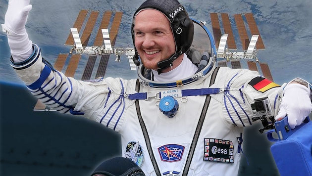 Derzeit auf der ISS stationiert: der Deutsche Alexander Gerst (Bild: NASA/Associated Press, krone.at-Grafik)
