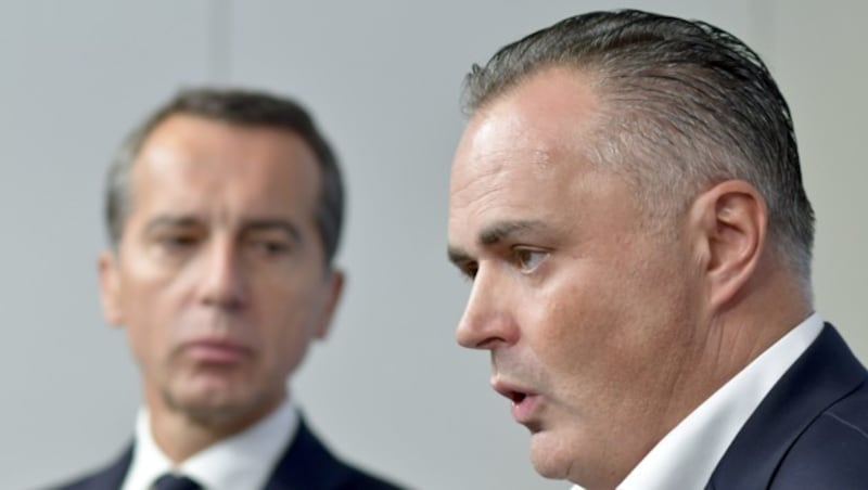 Kern, Doskozil (Bild: APA/HERBERT NEUBAUER)