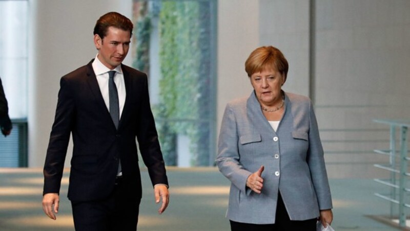 Bundeskanzler Sebastian Kurz zur Bestandsaufnahme bei Amtskollegin Angela Merkel in Berlin (Bild: APA/AFP/ODD ANDERSEN)