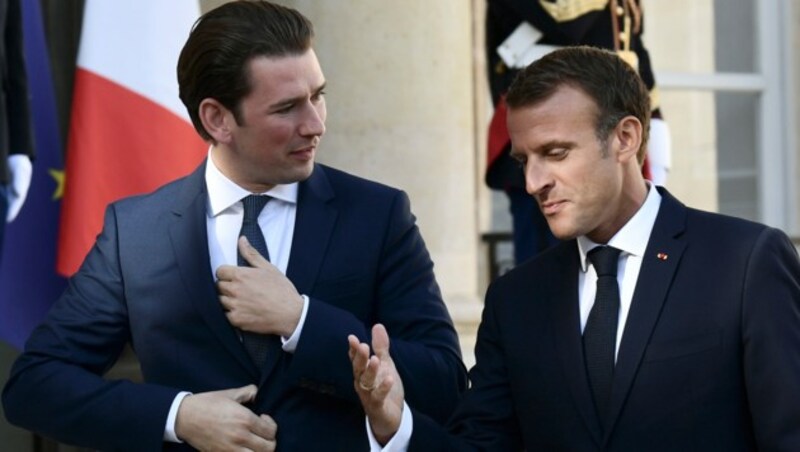 Kurz mit Frankreichs Präsident Emmanuel Macron (Bild: AFP)