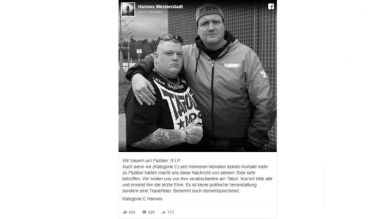 Ein Mitglied der rechtsextremen Band Kategorie C trauert auf Facebook um den verstorbenen Marcel K. (Bild: Facebook.com)