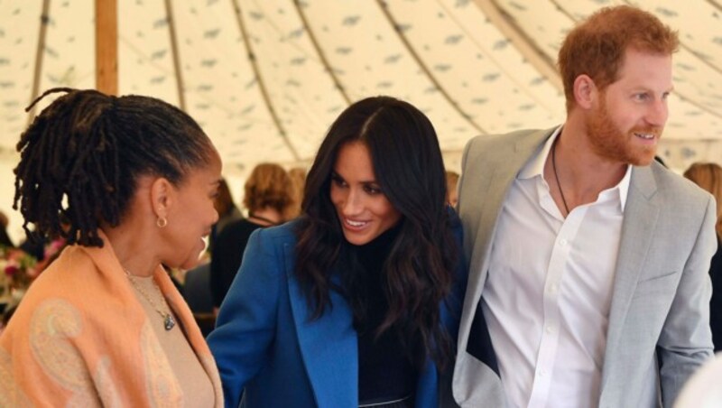 Doria Ragland, Herzogin Meghan und Prinz Harry (Bild: AP)