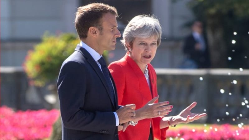Emmanuel Macron und Theresa May (Bild: APA/Georg Hochmuth)