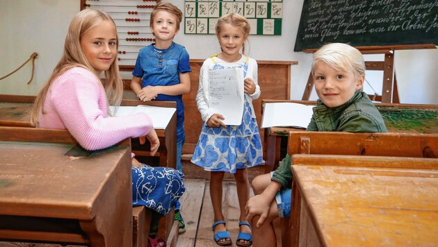 Diese 4 von 60 Kindern erkunden die Welt, abseits ihrer Klassenzimmer und besuchen Lehrmeister. (Bild: Markus Tschepp)