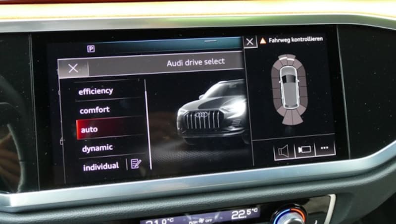 Die Fahrmodi-Einstellung ist etwas unglücklich dargestellt: Man muss scrollen, weil nicht alle sechs Modi auf eine Seite passen. (Bild: Stephan Schätzl)