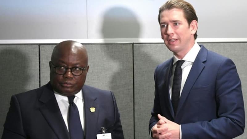 Der Präsident Ghanas Nana Addo Dankwa Akufo Addo und Bundeskanzler Sebastian Kurz (Bild: APA/ROLAND SCHLAGER)