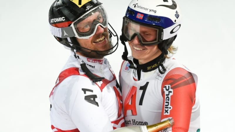 Marcel Hirscher (li.) und Henrik Kristoffersen machen nun gemeinsame Sache. (Bild: Erich Spiess/ASP/Red Bull Content Pool)