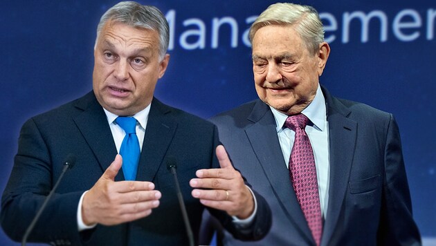 Viktor Orban, George Soros (Bild: APA/AFP/Getty Images, ASSOCIATED PRESS, krone.at-Grafik)