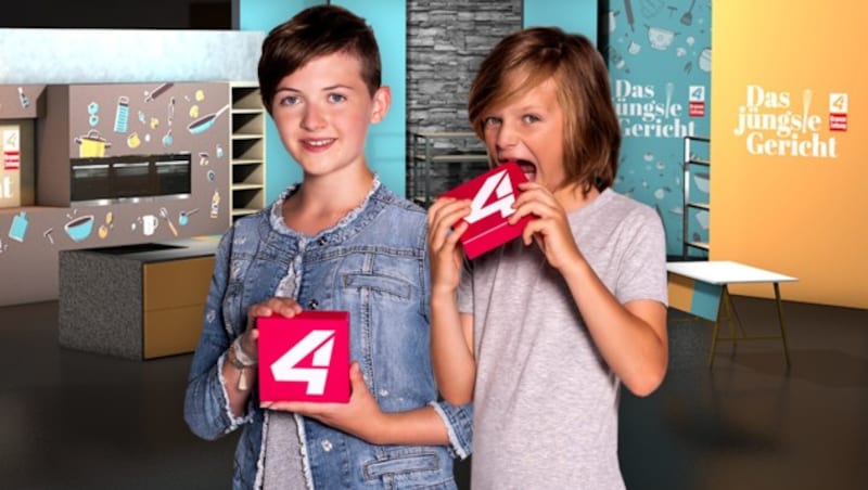 Malena Reingruber (13) und Schauspieler Jeremy Miliker (9) verkosten das Gekochte „auf Herz und Nieren“. (Bild: Joerg Klickermann, krone.at-Grafik)