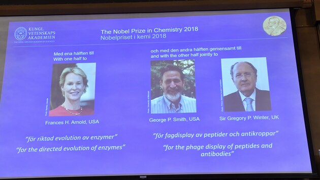 Die Preisträger des Nobelpreises für Chemie 2018 (Bild: AP)