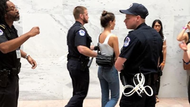 Hier wird Emily Ratajkowski von der Polizei abgeführt. (Bild: instagram.com/emrata)