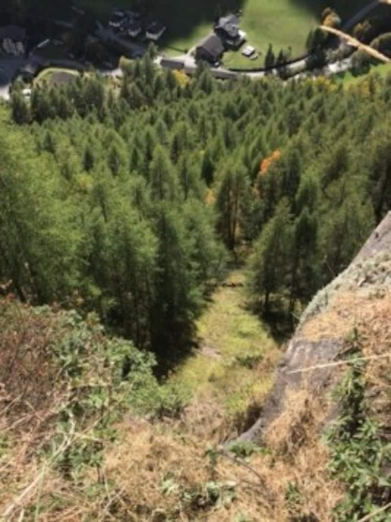 Über diesen Hang vor dem Gasthaus ist die Mischlingshündin abgestürzt. (Bild: zVg)