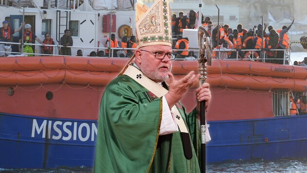 Kardinal Reinhard Marx unterstützt die „Lifeline“. (Bild: APA/dpa, APA/AFP/Matthew Mirabelli, krone.at-Grafik)