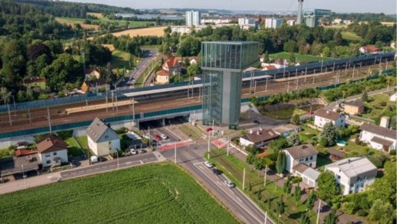 So könnten die Haltestelle Ebelsberg aussehen. (Bild: Baucon)