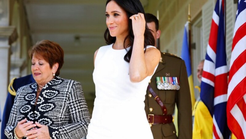 Da ist es ja! Meghan zeigte in Australien erstmals ihr Babybäuchlein. (Bild: Copyright 2018 The Associated Press. All rights reserved)