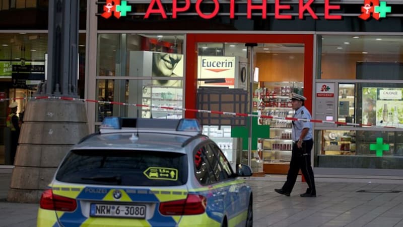 In dieser Apotheke verschanzte sich der Terrorist mit einer Geisel. (Bild: AFP)