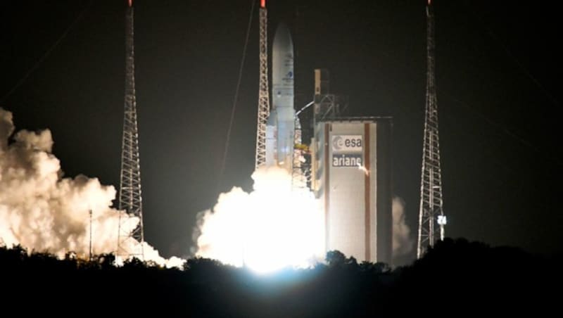 Der Start der Doppelsonde „BepiColombo“ in Kourou (Bild: Associated Press)