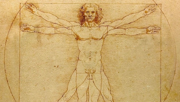 Leonardo da Vincis Zeichnung „Der vitruvianische Mensch“ (Bild: Wikipedia (gemeinfrei))