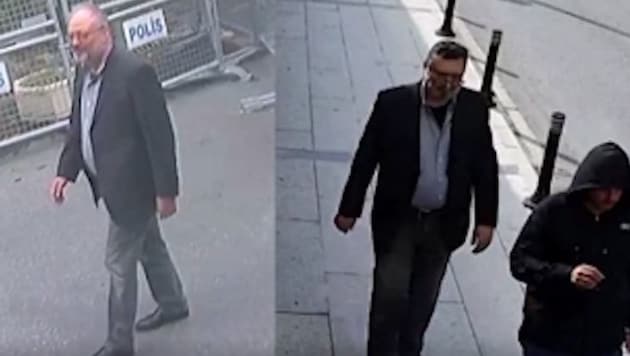 Jamal Khashoggi (links) und sein „Body Double“ Mustafa al-Madani (rechts) (Bild: twitter.com/CNN)