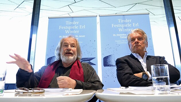 Hans-Peter Haselsteiner hat bereits einen Nachfolger für den unter Missbrauchsverdacht geratenen bisherigen künstlerischen Leiter Gustav Kuhn (links). (Bild: APA/THOMAS BÖHM)
