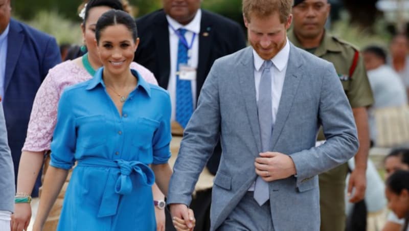 Meghan und Harry beim Besuch in Tonga (Bild: AP)