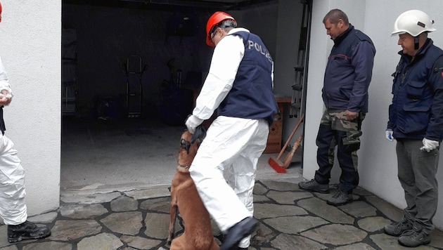 Die Polizei durchsuchte das Gebäude mit Brandmittelspürhunden. (Bild: FF St. Gilgen)
