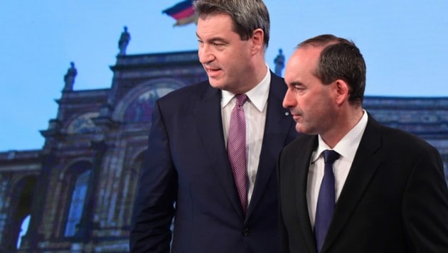 Bayerns Ministerpräsident Markus Söder (CSU) und Freie-Wähler-Chef Hubert Aiwanger (Bild: AFP)