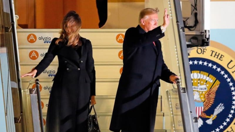 US-Präsident Donald Trump und seine Ehefrau Melania Trump bei einem Staatsbesuch in Frankreich (Bild: AP)