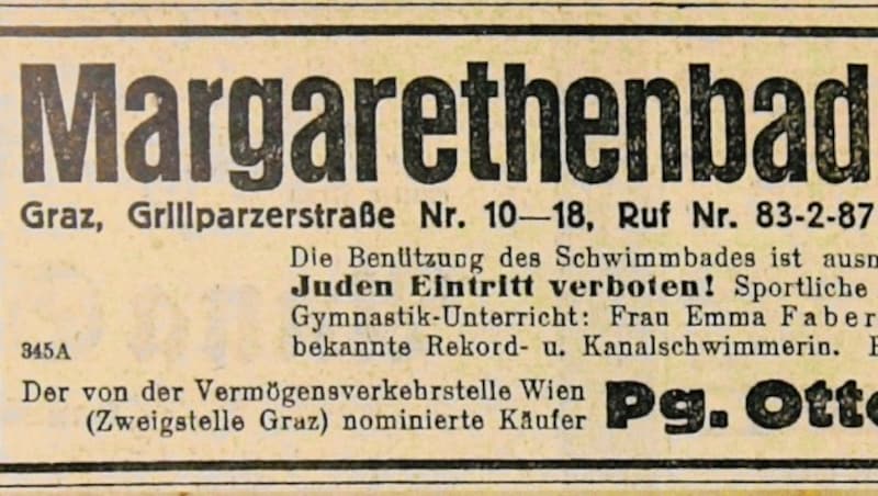 1938 galten Badeverbote für jüdische Grazer. (Bild: Gerald Lamprecht/Haus der Namen/)