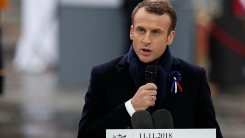 Flammender Appell für den Frieden von Emmanuel Macron (Bild: AP)