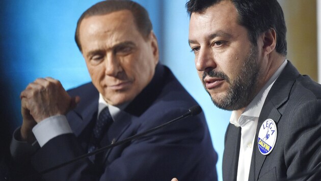 Silvio Berlusconi und Matteo Salvini (Bild: AFP)