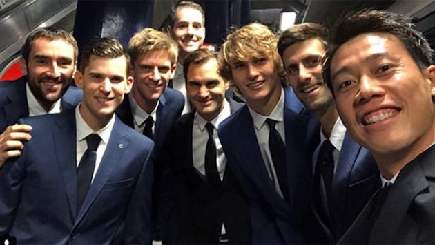 Cilic, Thiem, Anderson, Isner, Federer, Zverev, Djokovic und Nishikori (von li. nach re.) (Bild: instagram.com)