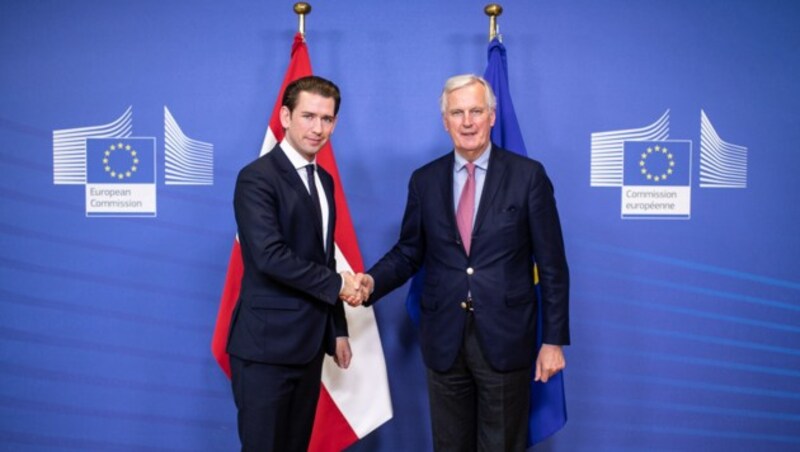 Bundeskanzler Sebastian Kurz und der Brexit-Chefverhandler der EU Michael Barnier (Bild: APA/BUNDESKANZLERAMT/ARNO MELICHAREK)