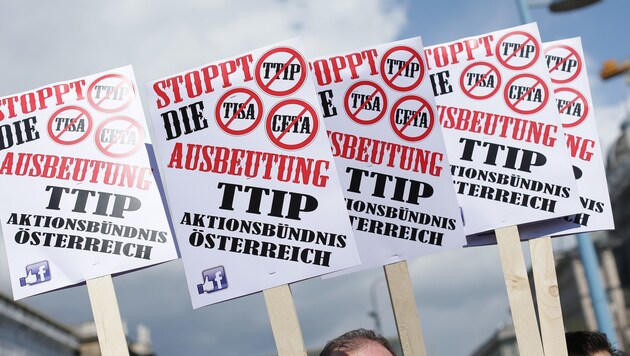 Demonstration in Wien unter dem Motto „TTIP stoppen“ (Bild: APA/GEORG HOCHMUTH)