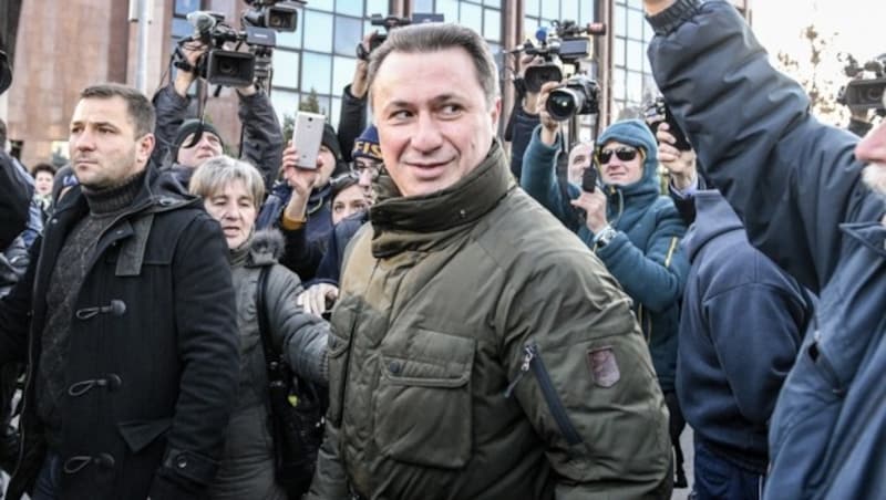 Nikola Gruevski im November 2017 bei einer Demonstration in Skopje (Bild: AFP)