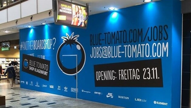 Freitag eröffnet „Blue Tomato“ in den Klagenfurter City Arkaden. (Bild: zVg/BT)