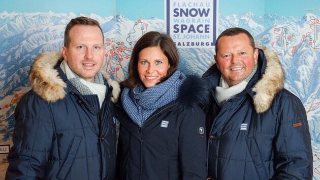 Der neue Chef: Arthur Moser (li.) mit Christina König (Finanzen) und Wolfgang Hettegger (Technik) (Bild: Snow Space Salzburg)
