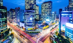 Der pulsierende Stadtteil Gangnam in Südkoreas Hauptstadt Seoul