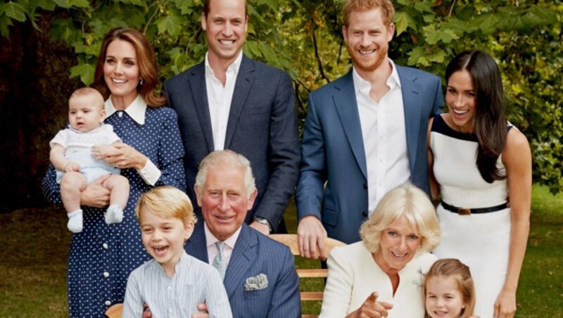 Herzogin Kate, Prinz William, Prinz Harry, Herzogin Meghan, Prinz George, Prinz Charles, Herzogin Camilla, Prinzessin Charlotte (Bild: 2018 Clarence House)