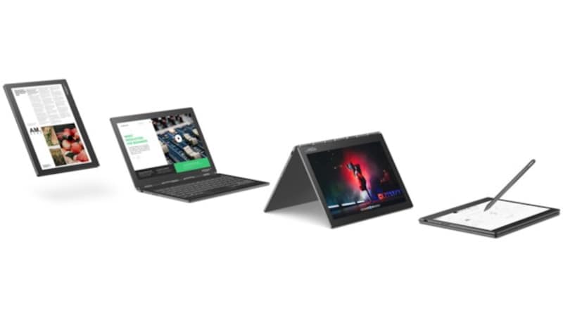 Das 360-Grad-Scharnier im Yoga Book C930 erlaubt verschiedenste Nutzungsmodi. (Bild: Lenovo)