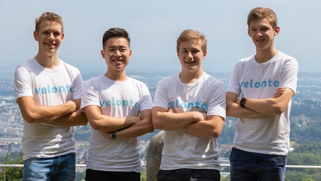 Vier der fünf Velonto-Gründer: Jakob Mayerhofer, Paul Nober, Josef Chen, Erik Rohringer (v. l.) (Bild: Velonto)