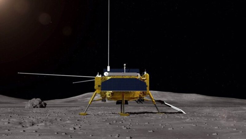 Illustration: Chinas Lander „Chang‘e 4“ auf dem Mond (Bild: CASC)