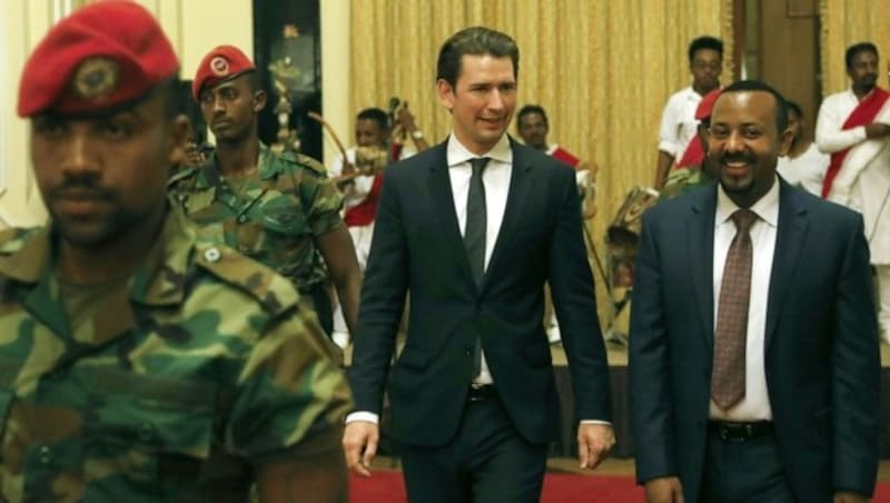 Bundeskanzler Sebastian Kurz und der Regierungschef von Äthiopien, Abiy Ahmed (Bild: BUNDESKANZLERAMT/DRAGAN TATIC)