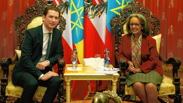 Bundeskanzler Sebastian Kurz mit Äthiopiens Präsidentin Sahle-Work Zewde (Bild: DRAGAN TATIC)