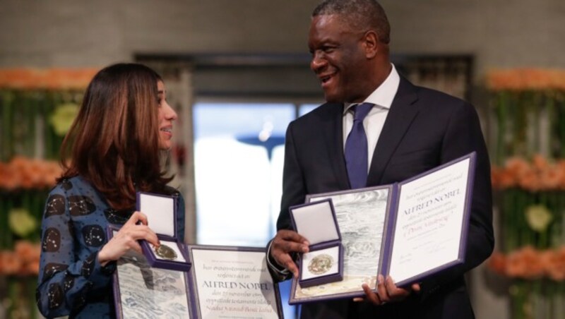 Nadia Murad und Dr. Denis Mukwege (Bild: AP)