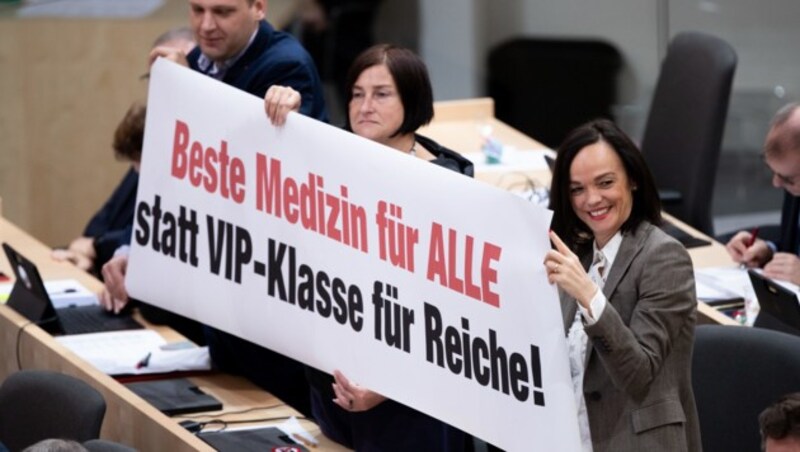 Protestaktion der SPÖ-Abgeordneten zur Kassenreform (Bild: APA/GEORG HOCHMUTH)