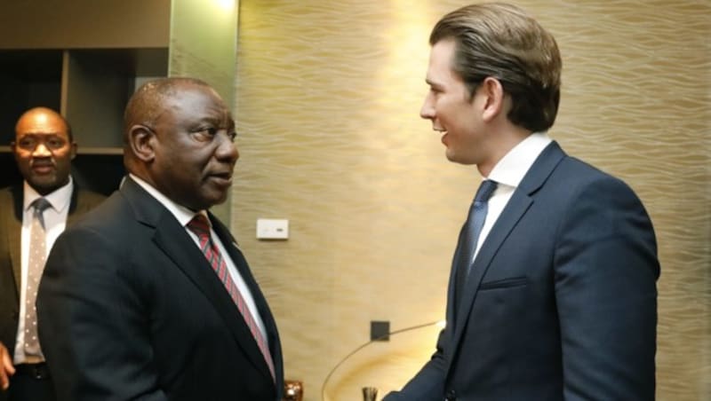 Südafrikas Präsident Cyril Ramaphosa und Bundeskanzler Sebastian Kurz (Bild: BUNDESKANZLERAMT/DRAGAN TATIC)