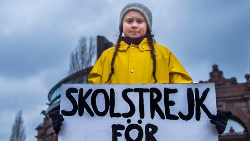 Im Rahmen ihrer Protestaktion „Schulstreik fürs Klima“ demonstrierte Greta Thunberg seit 2018 jeden Freitag vor dem Reichstag in Stockholm. (Bild: AFP)