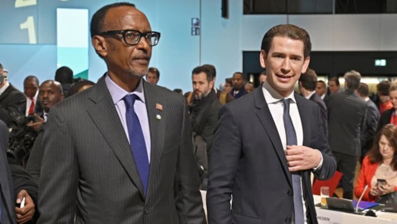 Der Präsident von Ruanda, Paul Kagame, und Bundeskanzler Sebastian Kurz (Bild: APA/HANS PUNZ)